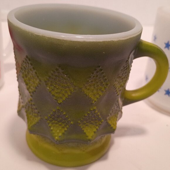 Trio (3) MCM Kitschy Coffee Cups--Fire King/Federal Glass/Glassbake - Picture 6 of 13